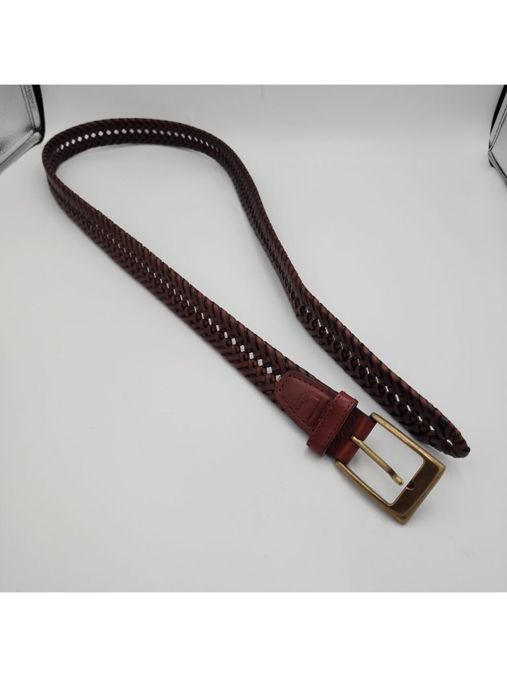 Dockers Leather Braided Brown Belt Mens 40 Brass Buckle 47" Length